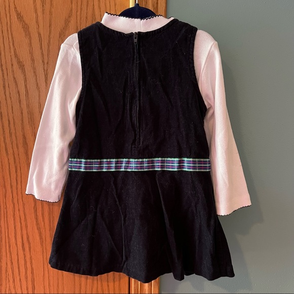 Vintage Bonnie Baby Frog Dress Set Size 24M Plaid Bow Preppy Mock Turtleneck - Picture 4 of 16